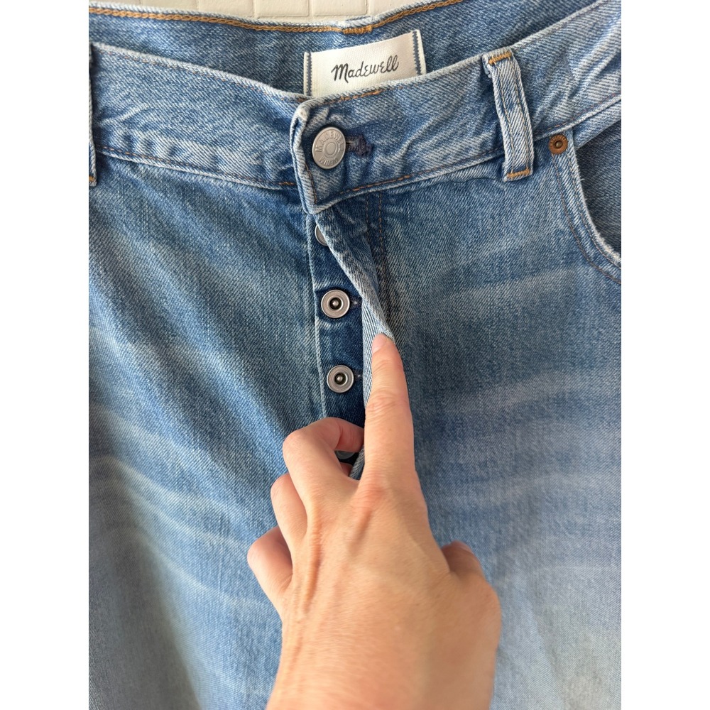 Madewell Longline Straight Jean Womens 33 High Rise Light Wash Button Fly - Picture 4 of 10